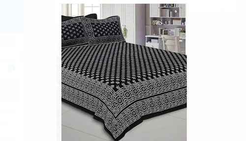 काला और सफेद 78X98 इंच साइज़ रेक्टेंगल प्लेन कॉटन डबल बेड शीट की लंबाई: 2 मीटर (M)