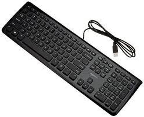 Black Usb Multimedia Wired Keyboard With Super Quite Plunger Keys