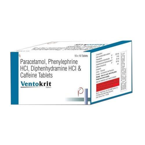 Caffeine Diphenhydramine Hcl Paracetamo & Phenylephrine Hcl Tablets, 10x10 Tablets