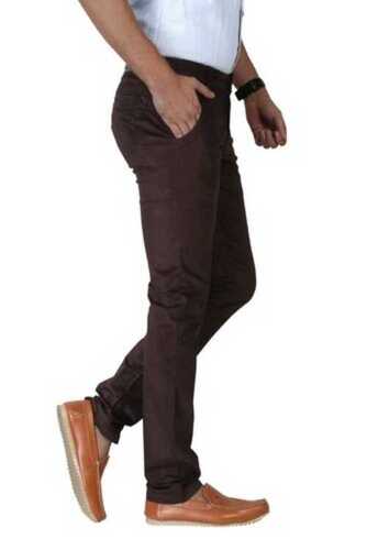 Optimum Core Cotton Slim Fit Brown Casual Trousers For Man
