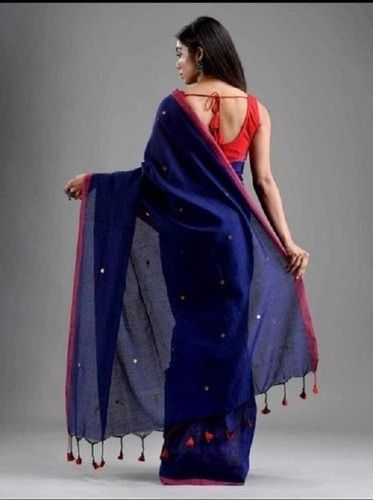 Cotton Silk 100 Percent Fashionable And Comfortable Fancy Plain Saree For Ladies Casual Wear