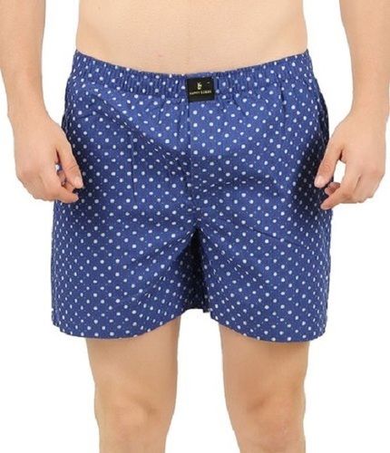 Comfortable And Washable Cotton Blue And White Printed Boxer