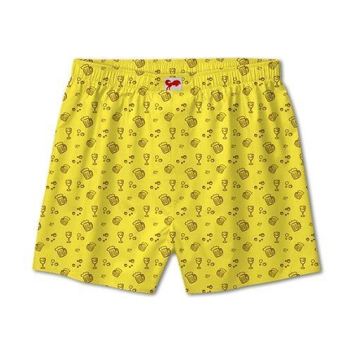 Comfortable And Washable Yellow Cotton Lycra Fabric Printed Boxer