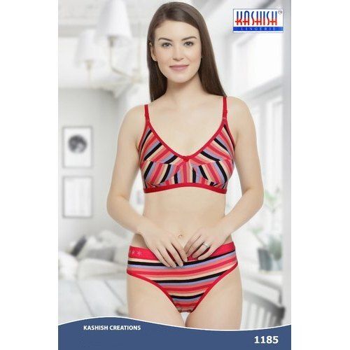 Designer Stretchable Printed Bra Panty Set With Hosiery Cotton Fabrics And Sizes Available 30, 32, 34, 36, 38, 40