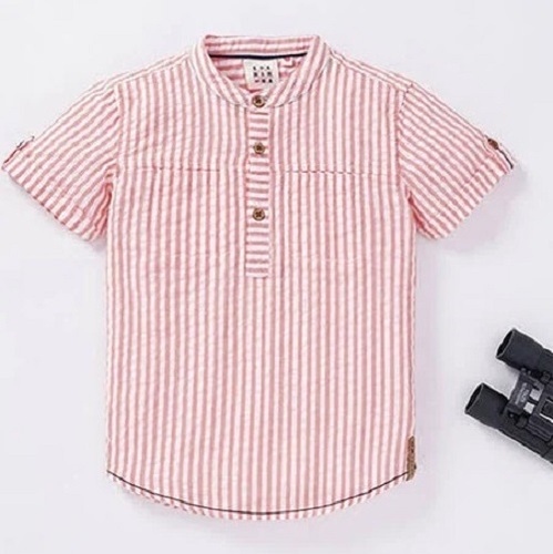 गुलाबी रंग में धोने योग्य और आरामदायक शॉर्ट स्लीव प्लेन किड्स कॉटन शर्ट का साइज़: मीडियम