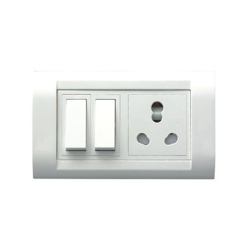 White Rectangular Shape 6A Rider Anchor Modular Switch Board