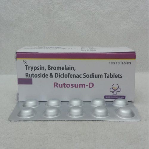 Trypsin, Bromelain, Rutoside & Diclofenac Sodium Tablets, 10 X 10 Tablets