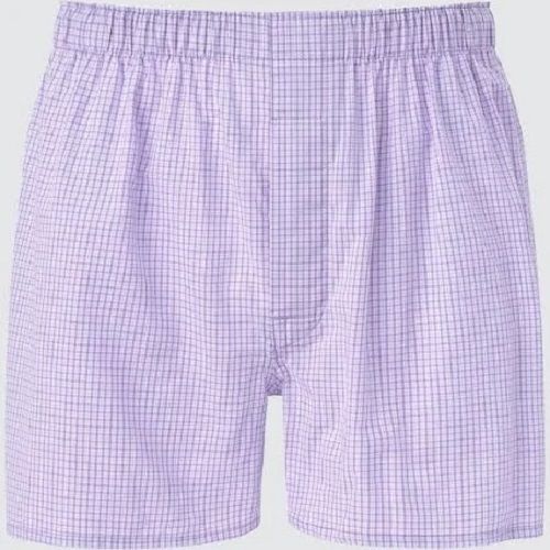 Washable And Breathable Cotton Fabric White And Purple Checked Printed Boxer