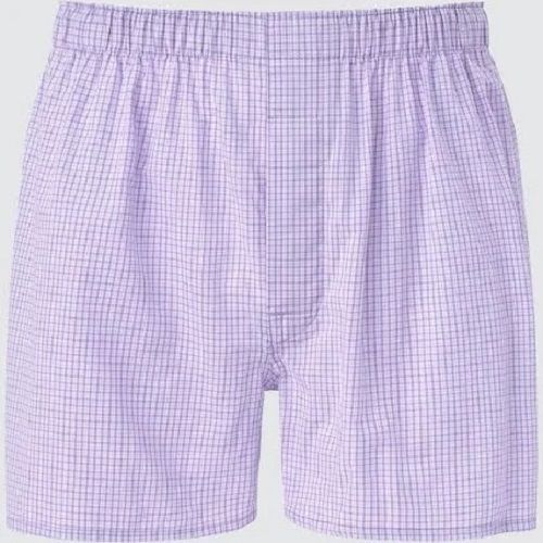 100 Percent Pure Cotton Fabric White And Purple Checked Printed Boxer For Men Boxers Style: Thongs