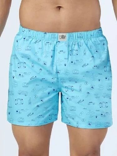 Washable And Comfortable Pure Cotton Fabric Sky Blue Printed Boxer 