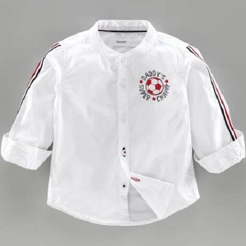 सफेद रंग की सांस लेने योग्य और धोने योग्य फुल स्लीव प्लेन कॉटन लड़कों की शर्ट का साइज़: मीडियम