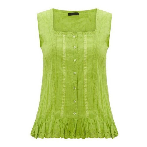 महिलाओं के लिए समर ग्रीन राउंड नेक 3-4 स्लीव सिंपल एलिगेंट और स्टाइलिश लुक वाला कॉटन टॉप