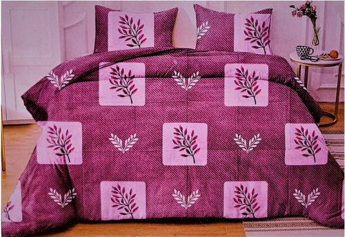 Lightweight Pink Printed Cotton Double Bed Sheets With Two Pillow Cover