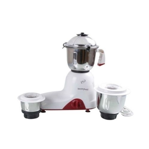 Mixer Grinder - Plastic and Steel Build, 3 Jars, 500-1200 Watt Power, White and Red Color