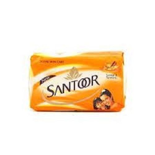 Bar Orange Rectangular Turmeric Santoor White Soap For Personal Care, 125 Gram 