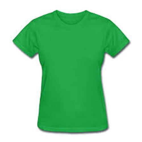 Stylish And Comfortable Half Sleeve Round Neckline Plain Green Fancy T-shirt For Ladies