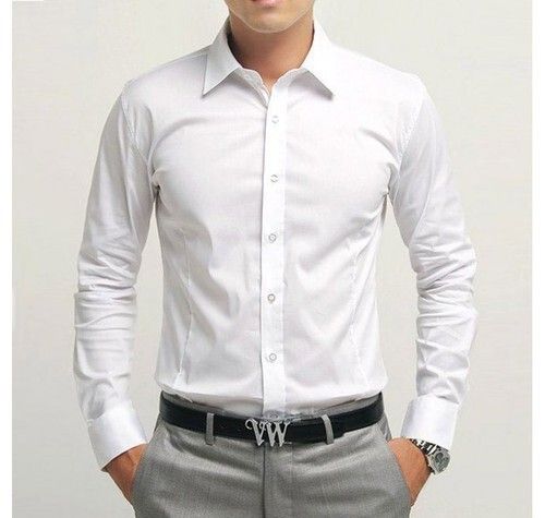 Premium Cotton Full Sleeves Smart Look Slim Fit Men'S Formal White Shirt