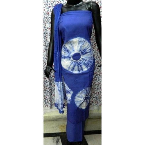 Comfortable And Washable Blue Color Full Size Printed Cotton Suit For Ladies Decoration Material: Paint