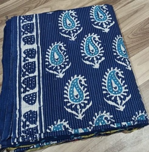 Daily Wear Comfortable And Washable Blue Color Printed Fancy Cotton Saree For Ladies