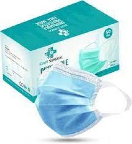 Eco Friendly Lightweight Easy To Wear Blue Three Ply Disposable Face Mask