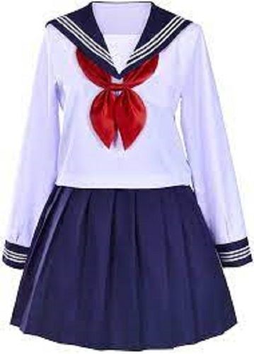 Girls Light Weight And Comfortable Skin Friendly Cotton Blue White School Uniform