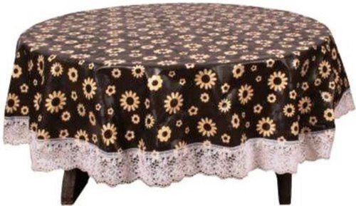 Oilproof Long Durable Washable Brown Printed Color Round Pvc Non Woven Table Cover