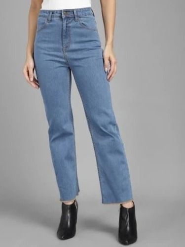 Washable And Comfortable Sky Blue Denim Material Women Jeans