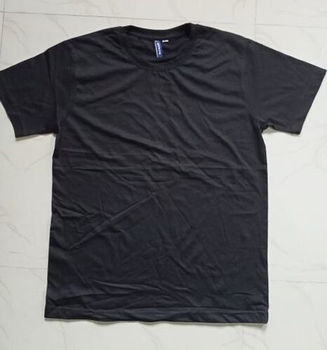 Men'S Stylish Attractive Round Neck Cotton Black Half Sleeves T Shirts For Use In: Printer