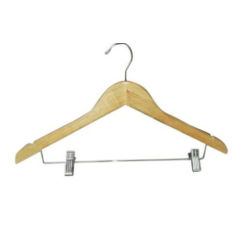 Various Colors Are Available 17 Inch Wooden Garments Clip Hanger With High Weight Bearing Capacity And Steel Hook