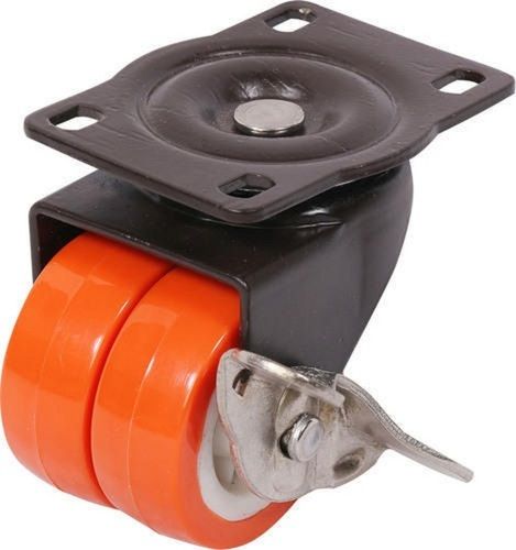 64 Mm Heavy Duty Polyurethane (Pu) Dual Wheel Caster, 600 Kgs Capacity Commercial Furniture