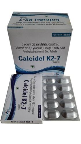कैल्शियम साइट्रेट मालेट, कैल्सीट्रियोल, विटामिन K2-7, लाइकोपीन, ओमेगा 3 फैटी एसिड, मिथाइलकोबालामिन और ज़ी टैबलेट, 10x1x10 टैबलेट