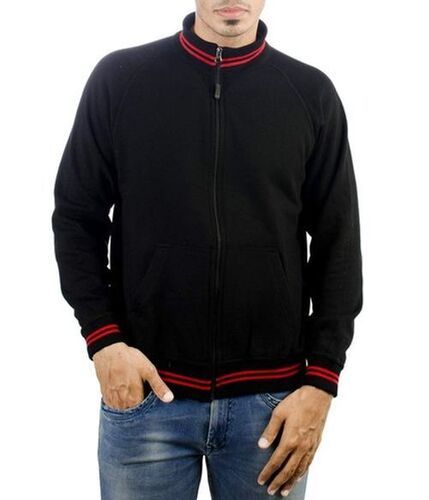 Fantastic Ribbed Knit Design Turtle-Neck Full Sleeves Black Jacket For Mens For Use In: Printer