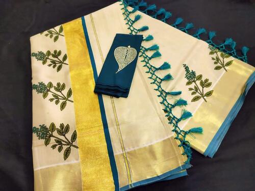 Cotton Silk Beautiful Stylish Breathable Designer Wear Modern And Trendy Tulasi Kathir Printed Gorgeous Kerala Saree