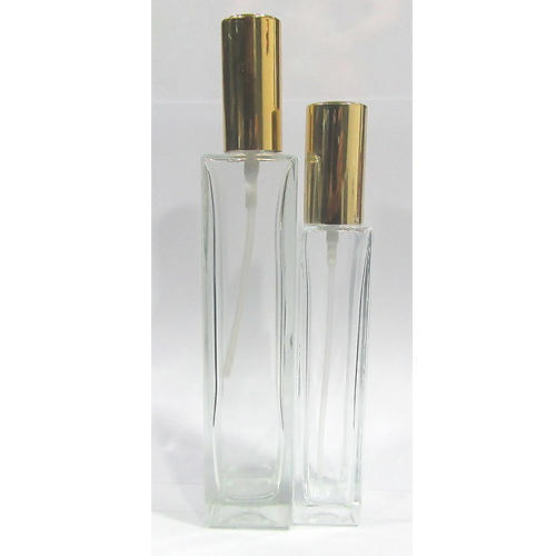 Refillable Perfume Bottle With Transparent Round Shape And Golden Cap Capacity: 50