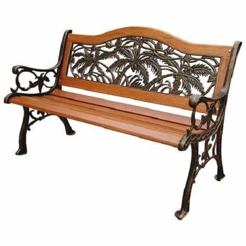 Stainless Steel Comfortable Easy To Clean Black And Brown Outdoor Garden Bench 