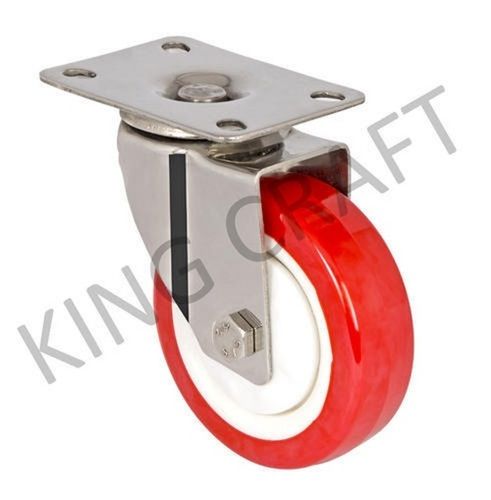 100 Mm Die Pressed Type Stainless Steel And Polyurethane Swivel Caster Wheel Width: 32 Millimeter (Mm)