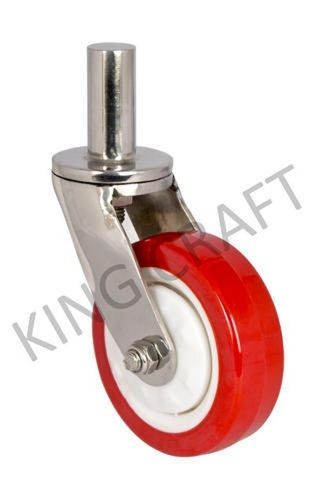 100 Mm Ss And Polyurethane Pin Type Swivel Caster Wheel With Brake Wheel Width: 38 Millimeter (Mm)