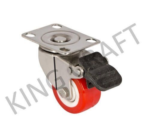 125 Mm Stainless Steel And Polyurethane Die Pressed Caster Wheel With Brake Wheel Width: 32 Millimeter (Mm)