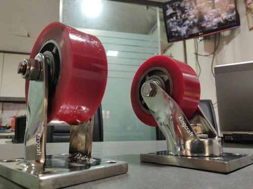 4 Inch Stainless Steel And Polyurethane Wheel Casters, 500 Kg Load Capacity Hole Spacing: 80X60 Mm