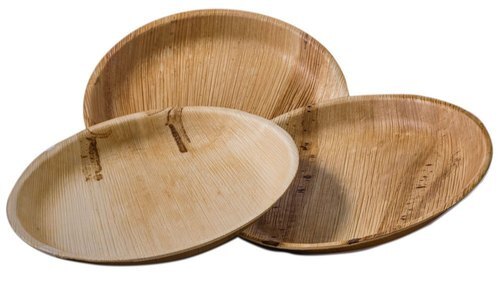 Plain Brown Round Shape Environment Friendly Areca Leaf Plates Size: 5 Inch