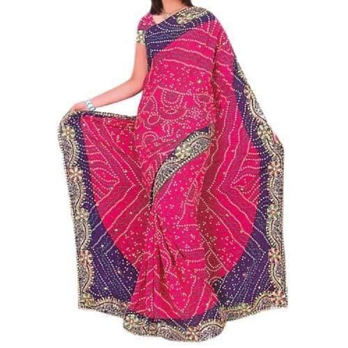 Traditional Beautiful Stylish Breathable Designer Wear Modern And Trendy Bandhani Silk Saree