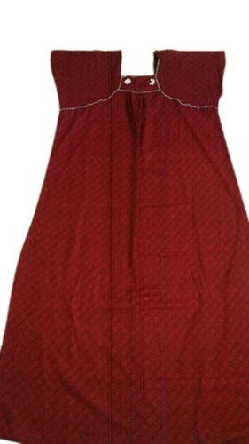 Winter Comfortable Skin Friendly Breathable Free Easy To Wear Plain Red Cotton Nighty For Ladies