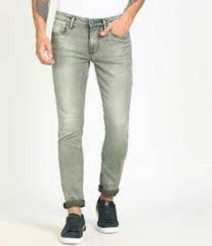 White Excellent Quality And Comfortable Fitting Stretchable Grey Jeans For Men 