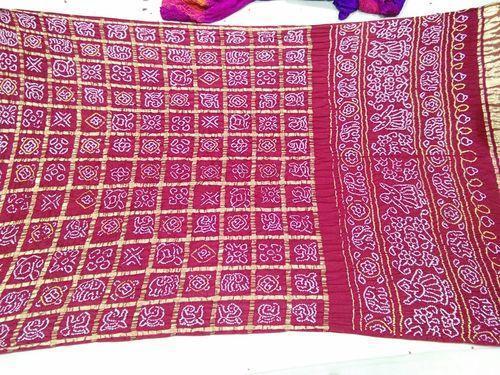 Gajji Silk Zari Bandhani Gharchola Saree - Cotton Silk Fabric, Elegant Pink Color | Versatile Wear for Formal and Casual Occasions, Includes Blouse Set