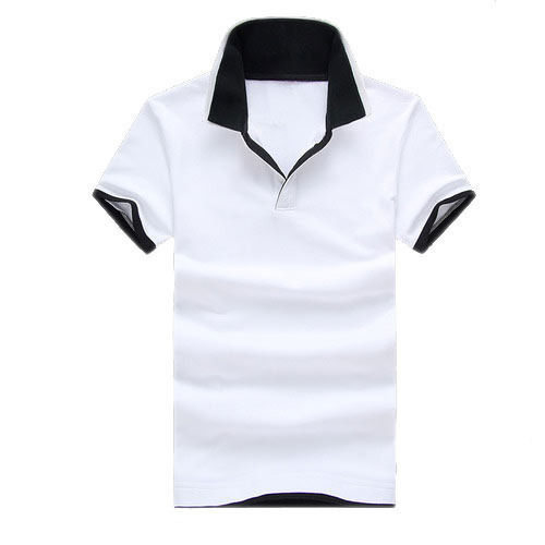 Men Light Weight And Comfortable Collar Neck White Black Plain T-Shirt Collar Style: Straight