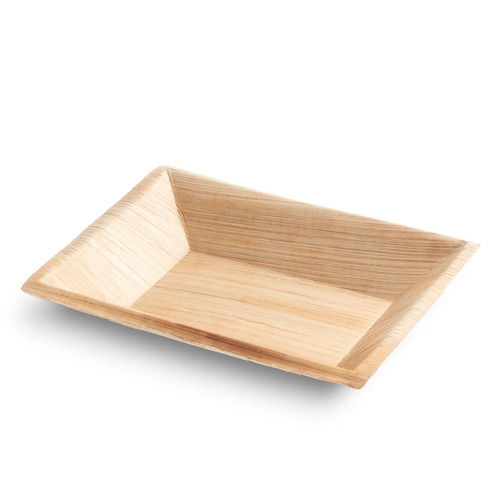 Rectangular Shape Bio Degradable White Environmental Friendly Areca Leaf Plates Size: 8 Inch