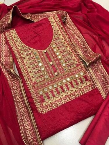 Hot pink cotton churidar materials party wear with lace work kota doria  dupatta | Kiran's Boutique