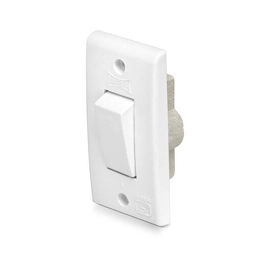 White 1 Way Hi-Fi Modular Switch With Spark Shield Fits All Modular Boards