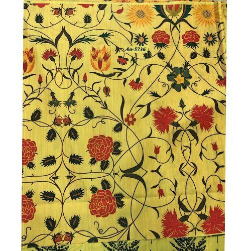 Comfortable Soft And Smooth Yellow Flower Printed Design Kurti Cotton Fabric