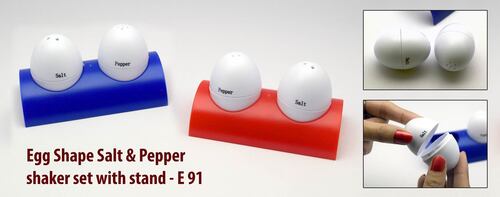 Egg Shaped Salt and Pepper Shaker Set with Stand